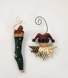 Primitive Folk Art Christmas Ornaments 2 Ornaments  - Picture 1 of 7