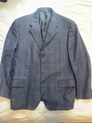 Men’s Plaid Striped Canali Wool Cashmere Blend Blazer Size 42L Made In Italy - Image 1 of 4