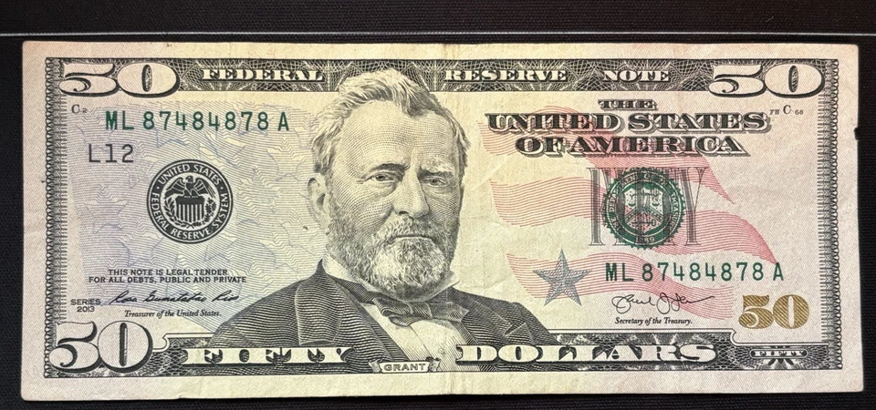 $50 DOLLAR FANCY "REPEATER" NOTE ML 87484878 A - Image 1 of 2