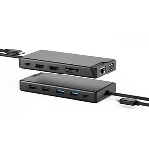 ALOGIC USB-C 12-in-1 Mini Docking Station, Dual Display, 2xHDMI, 1xVGA, 100W PD, - Photo 1/8