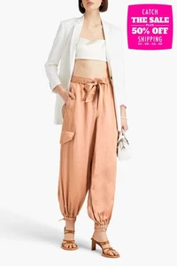 RRP€655 ZIMMERMANN Satin Harem Cargo Trousers AU3 US10 UK14 L Linen Blend - Picture 1 of 9