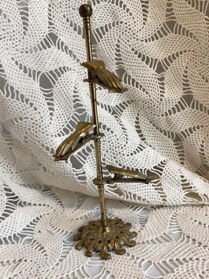 Vintage Solid Brass 3 Hand Victorian Gloved Clip Letter Memo Card Holder 11 3/4” - Image 1 of 4