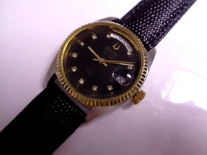 Bulova Super Seville Mens Watch Day & Date Black Dial Leather 25 jewels - Picture 1 of 9