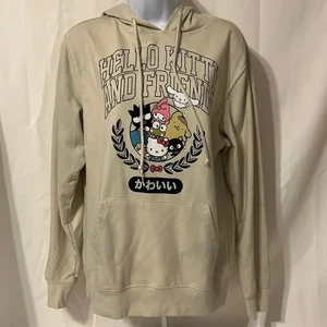 Hello Kitty Women’s Size Small Neutral Color Hoodie Characters Graphic Front Top - Picture 1 of 8