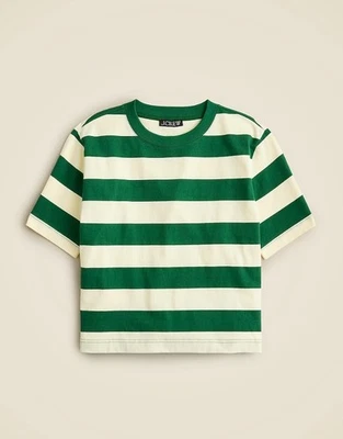 Camiseta corta J Crew para hombre relajada de peso premium a rayas verde - talla XL Foto 1 de 4