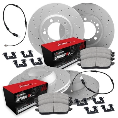 For Porsche Boxster 08 R1 Concepts Drilled Front & Rear Brake Kit w Optimum Pads Foto 1 de 2