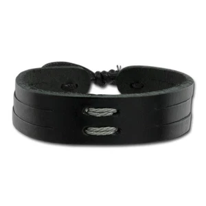 Pulsera de cuero SilverDream unisex negra cierre de nudo LAP534S - Imagen 1 de 6
