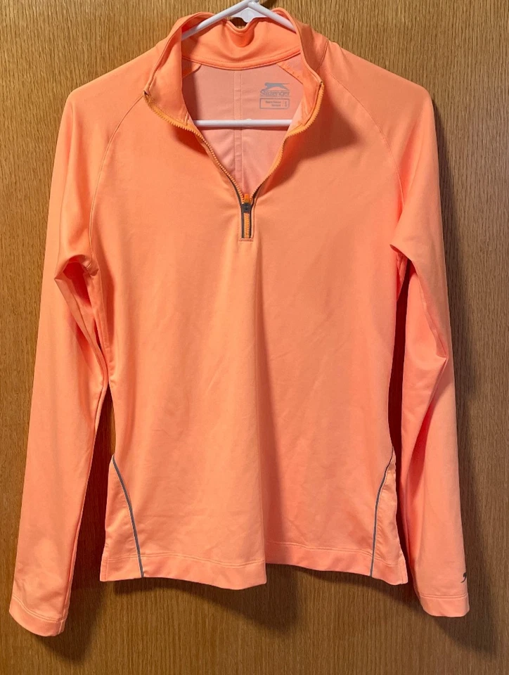 Camisa de golf Slazenger 1/4 cremallera para mujer talla pequeña manga larga pulóver naranja vibrante Foto 1 de 4