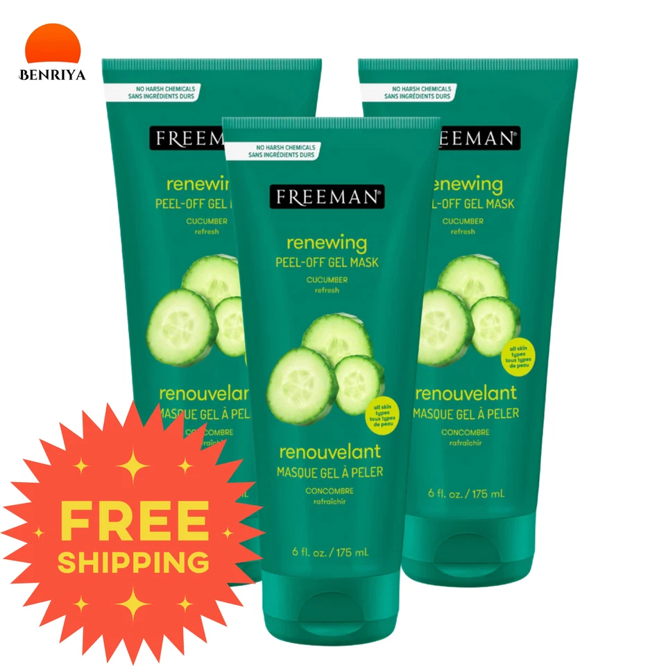 3 X Freeman Renewing Cucumber Peel-Off Gel 175ml  (EXP:08/2026) FREE SHIPPING - Image 1 of 4