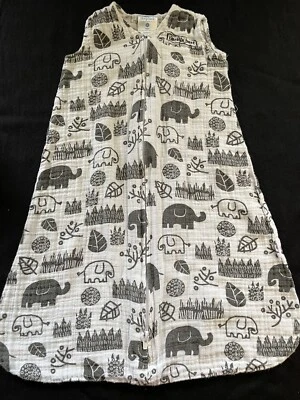 Saco de dormir Halo blanco/negro elefantes 100 % algodón gasa - pequeño (0-6 meses) Foto 1 de 4