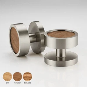 Contemporary Internal Silver Mortice Knob With Oak Walnut Zebrano Wood Insert - Picture 1 of 13