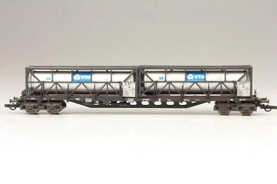 H0 Roco AC Achs Schwerlastwagen DB975 0 019 m.VTG Containern Schmutz/Kratz o.OVP - Bild 1 von 4