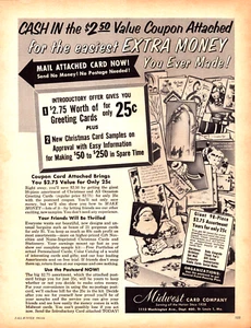 Midwest Card Company St. Louis MO Earn Extra Money Selling Vintage Print Ad 1963 - Picture 1 of 4