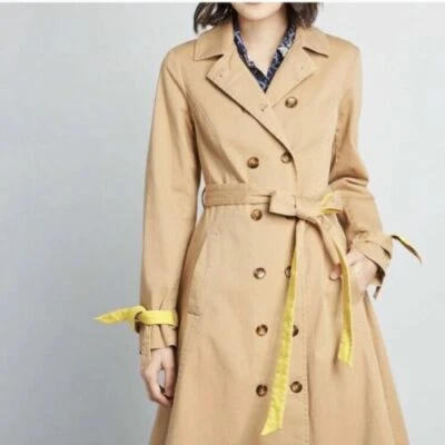 NWOT Modcloth Women's Classic Imagination Trench - Khaki/Yellow - Size M (B156) - Image 1 of 4