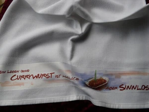 Geschirrtuch "Ein Leben ohne Currywurst",100% BW,ca. 52x68 cm - NEU - Bild 1 von 4