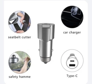 Fast Charging 3 in 1 Stainless Steel Type C & Type A USB 18W Car Phone Charger - Picture 1 of 5