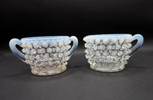 Fenton French Opalescent Hobnail Mini Creamer and Sugar Set - Picture 1 of 5