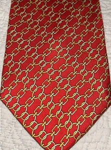Paolo Gucci Silk Tie Made In Italy 60x3.75 Red Gold Vintage Equestrian - Picture 1 of 4