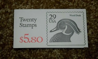  VINTAGE, Booklet of Twenty "WOOD DUCK," 29c Stamps, MNH, New - Image 1 of 3