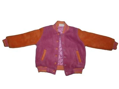 Girl Hartstrings Pink Orange Varsity Fleece Jacket Cheerleader Costume Size 5/6 - Image 1 of 2