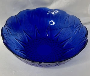 Vintage Royal Cobalt Blue Glass Sunflower Bowl 9.5 in. Avon France Mint! - Picture 1 of 5