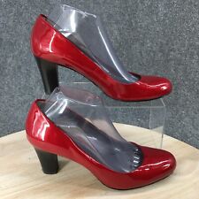 Liz Claiborne Pumps Womens 8.5 M Johnnie Red Patent Leather Block Heels Casual