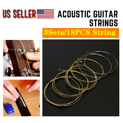 3 Sets Of 6 Guitar Strings Replacement Steel String For Acoustic Guitar 1st-6th • 7.73$