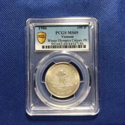 PCGS-MS69 1986 VIETNAM SILVER 100 DONG, WINTER OLYMPICS CALGARY PE. LOW MINTAGE - Image 1 of 4