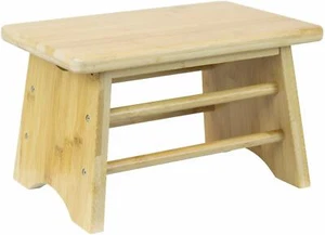 Durable Bamboo Step Stool for Kitchen & Bathroom- Kids Toddlers Adults Friendly - Picture 1 of 7