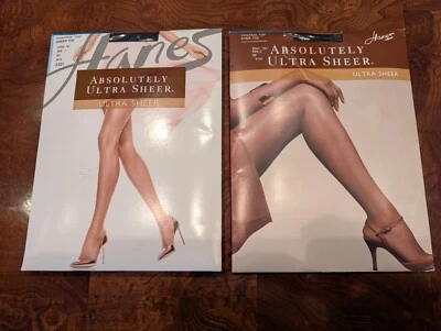 2 Prs Hanes Absolutely Ultra Sheer 707 Control Top Pantimedias Jet C Hasta 5' 11" Foto 1 de 4