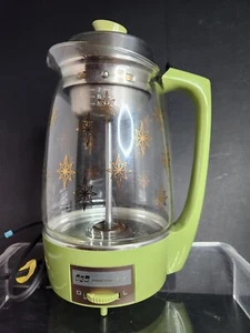 VTG Proctor Silex Coffee Maker 1970s Green Starburst 70554 Complete Original MCM - Picture 1 of 15