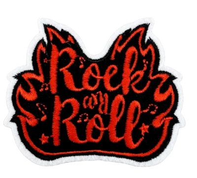 ROCK n ROLL con LLAMAS - ROJO/NEGRO - Parche bordado para planchar/coser Foto 1 de 4
