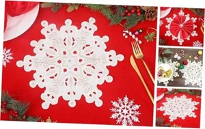 Holiday Christmas Placemat 14" Set of 2 Cutwork Embroidered Snowflakes - Picture 1 of 7