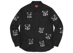 Supreme Clayton Patterson skulls embroidered work shirt Size:l - Afbeelding 1 van 4