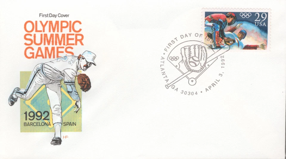 1992 FDC - Scott# 2619 - Olympic Baseball - Farnum - Image 1 of 1