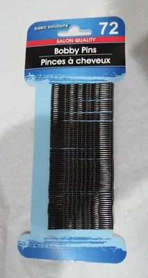 Basic Solutions Salon Quality Black Bobby Pins 72-ct Pack On Card - Image 1 of 2