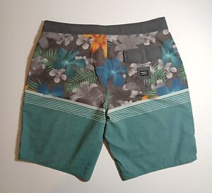 O'Neill Swim Trunks Size 34 Mens Lightweight Drawstring Floral Green Gray
