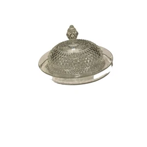 #AB Vintage Beautiful Pressed Glass Oval Covered Butter Dish - Picture 1 of 3