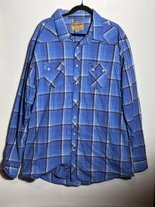 Wrangler Retro Western Blue Plaid Button Up Shirt 3XL - Picture 1 of 8