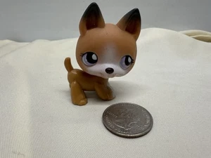 Littlest Pet Shop Lt. Brown German Shepherd Puppy Dog #112 Lavender Pink Eyes - Picture 1 of 5