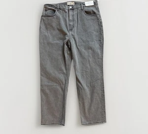 Pantalones de mezclilla para mujer ABERCROMBIE & FITCH tiro ultra alto al tobillo rectos grises 16 nuevos con etiquetas - Imagen 1 de 5