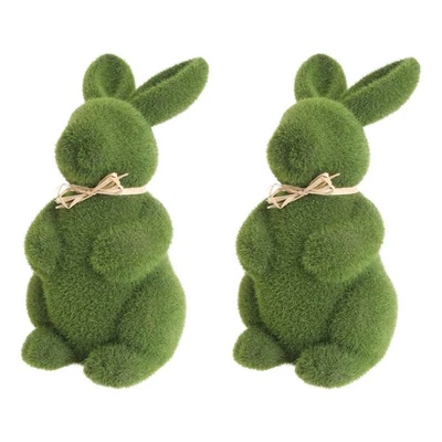  2 Pcs Simulated Rabbit Decor Mini Animal Figurines Bunny Figures - Image 1 of 4
