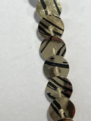 Gold With Skinny Black Line Sequin Trim 1/4” Embellish 10 Yards New W/O Tag  C7 - Image 1 of 4