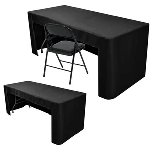 2 Pack Black Tablecloth for 8FT Trade Show Table Covers-Open Back Folding Tab... - Picture 1 of 7