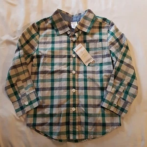 Gymboree boys size 4 or XS Outlet plaid button down shirt NEW - Picture 1 of 4