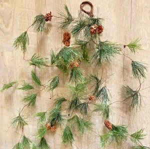 Cascade Hanging Twig Fir Pinecone Primitive Style Cottage Core Farmhouse Garland - Picture 1 of 10
