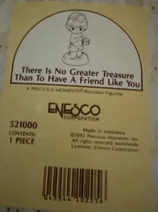 Precious moments there is no greater Treasure Than to have a friend like you 521 - Picture 1 of 4