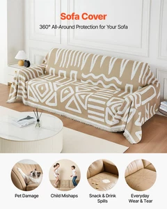 Couch Slipcover 117.72 x 71.26 Inch Scratch-Resistant Chenille Sofa Covers Khaki - Picture 1 of 10