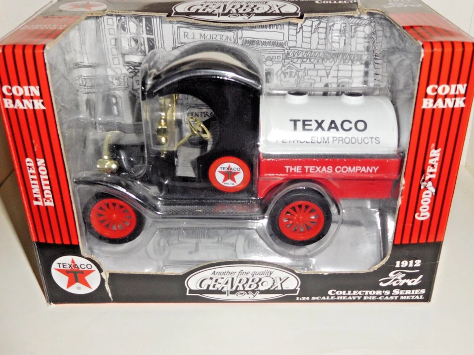 Gearbox 1912 Ford Oil Tanker (Texaco) Diecast Coin Bank Truck 1:24 - Image 1 of 4