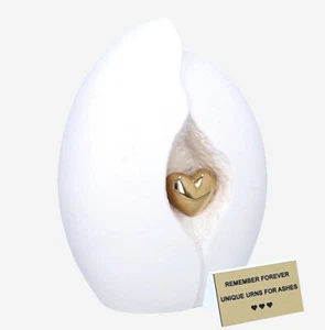 Ceramic cremation urn for human ashes with heart Decorative urn - Picture 1 of 14